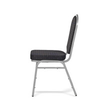 Sálová židle se stříbrným rámem a černým potahem, HALLSEAT MX SMOOTH SR/BK