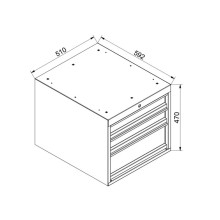  MODULBENCH GE 2000 D3 | Pracovný stôl s 3 závesnými zásuvkami a pevnými nohami, 2000 mm