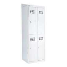 4dveřová šatní skříň s krátkými dveřmi, LOCKER H 2/4 s přidanou šikmou stříškou