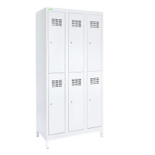 6dveřová šatní skříň s krátkými dveřmi, LOCKER H 3/6 s doplněnou podnoží