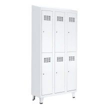 6dveřová šatní skříň s krátkými dveřmi, LOCKER H 3/6 s doplněnými nožičkami