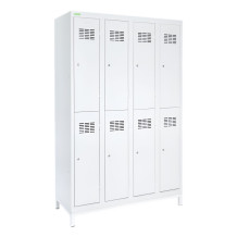 8dveřová šatní skříň s krátkými dveřmi, LOCKER H 4/8 s doplněnou podnoží