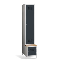 1+1dveřová šatníková skříň s přepážkou, zabudovanou lavicí a skříňkou na obuv, COMFORT H 1 BW