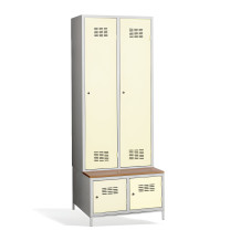 2+2-dveřová šatní skříň s přepážkou, vestavěnou lavicí a skříňkami na obuv, COMFORT H 2 BW