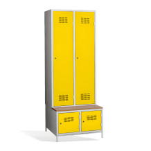 2+2-dveřová šatní skříň s přepážkou, vestavěnou lavicí a skříňkami na obuv, COMFORT H 2 BW
