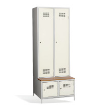2+2-dveřová šatní skříň s přepážkou, vestavěnou lavicí a skříňkami na obuv, COMFORT H 2 BW