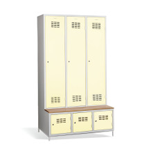 3+3dveřová šatní skříň s přepážkou, vestavěnou lavicí a skříňkami na obuv, COMFORT H 3 BW
