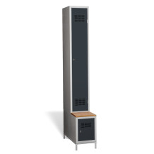 1+1-dveřová šatní skříň s dlouhými dveřmi, zabudovanou lavicí a skříní na obuv, COMFORT H 1
