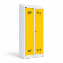 2dveřová šatní skříň s přepážkou a šikmou stříškou, LOCKERPLUS H 2 BW TOP