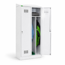 2dveřová šatní skříň s přepážkou a šikmou stříškou, LOCKERPLUS H 2 BW TOP