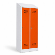 2dveřová šatní skříň s přepážkou a šikmou stříškou, LOCKERPLUS H 2 BW TOP