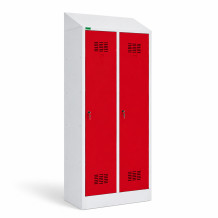 2dveřová šatní skříň s přepážkou a šikmou stříškou, LOCKERPLUS H 2 BW TOP