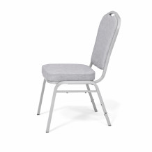 Židle se stříbrným rámem a světle šedým potahem, HALLSEAT MX SMOOTH SR/LIGHT GY