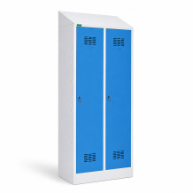 2dveřová šatní skříň s přepážkou a šikmou stříškou, LOCKERPLUS H 2 BW TOP