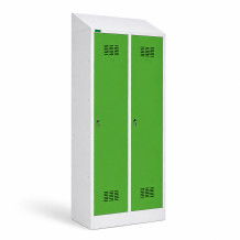 2dveřová šatní skříň s přepážkou a šikmou stříškou, LOCKERPLUS H 2 BW TOP