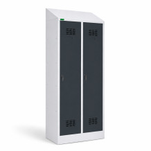 2dveřová šatní skříň s přepážkou a šikmou stříškou, LOCKERPLUS H 2 BW TOP