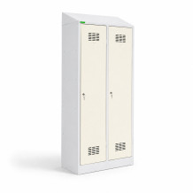 2dveřová šatní skříň s přepážkou a šikmou stříškou, LOCKERPLUS H 2 BW TOP
