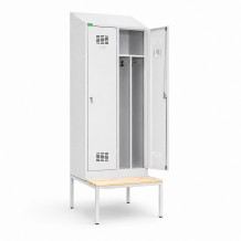 2dveřová šatní skříň s přepážkou a šikmou stříškou, LOCKERPLUS H 2 BW TOP