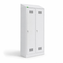 2dveřová šatní skříň s přepážkou a šikmou stříškou, LOCKERPLUS H 2 BW TOP