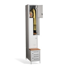 2+2-dveřová šatní skříň se Z-kovými dveřmi, vestavěnou lavicí a skříňkami na obuv, COMFORT H Z2 300