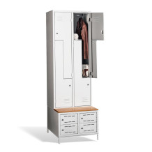 4+4-dveřová šatní skříň se Z-dveřmi, vestavěnou lavicí a skříňkami na obuv, COMFORT H Z4 400