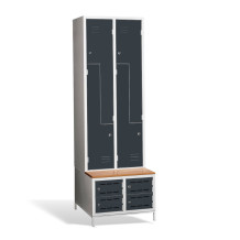 4+4dveřová šatní skříň se Z-dveřmi, vestavěnou lavicí a skříňkami na obuv, COMFORT H Z4 300