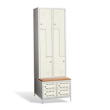 4+4dveřová šatní skříň se Z-dveřmi, vestavěnou lavicí a skříňkami na obuv, COMFORT H Z4 300