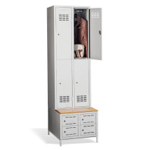 4+4dveřová šatní skříň s krátkými dveřmi, zabudovanou lavicí a skříňkami na obuv, COMFORT H 2/4
