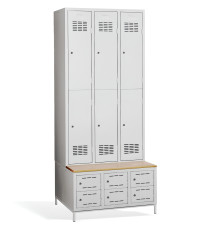 6+6-dveřová šatní skříň s krátkými dveřmi, vestavěnou lavicí a skříňkami na obuv, COMFORT H 3/6