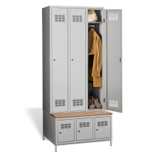 3+3dveřová šatní skříň s vestavěnou lavicí a skříňkami na obuv, COMFORT H 3