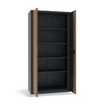 Kancelářská skříňka s dřevěnou dýhou na dveřích, DOCUCAB WOOD M 1990/1000/435 7016/WALNUT