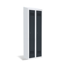 2dveřová šatní skříň s přepážkou a zabudovanou šikmou stříškou, LOCKER H 2 BWM TOP SHELF