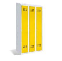 3dveřová šatní skříň s přepážkou a vestavěnou šikmou stříškou, LOCKER H 3 BWM TOP SHELF