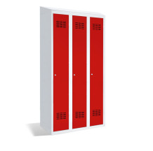 3dveřová šatní skříň s přepážkou a vestavěnou šikmou stříškou, LOCKER H 3 BWM TOP SHELF