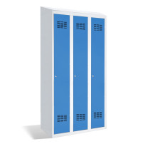 3dveřová šatní skříň s přepážkou a vestavěnou šikmou stříškou, LOCKER H 3 BWM TOP SHELF