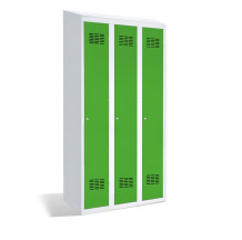 3dveřová šatní skříň s přepážkou a vestavěnou šikmou stříškou, LOCKER H 3 BWM TOP SHELF