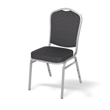 Sálová židle se stříbrným rámem a černým potahem, HALLSEAT MX SMOOTH SR/BK
