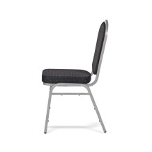 Sálová židle se stříbrným rámem a černým potahem, HALLSEAT MX SMOOTH SR/BK