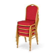 Židle se zlatým rámem a červeným potahem, HALLSEAT MX STRONG GD/RD