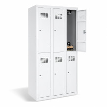 6dveřová šatní skříň s krátkými dveřmi, LOCKER H 3/6 s doplněnou podnoží