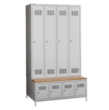 4+4-dveřová šatní skříň s vestavěnou lavicí a skříňkami na obuv, COMFORT H 4
