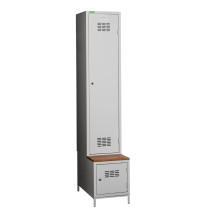 1+1dveřová šatníková skříň s přepážkou, zabudovanou lavicí a skříňkou na obuv, COMFORT H 1 BW