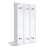 3dveřová šatní skříň s přepážkou a vestavěnou šikmou stříškou, LOCKER H 3 BWM TOP SHELF
