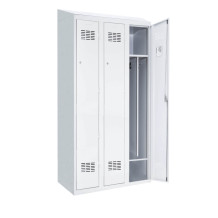 3dveřová šatní skříň s přepážkou a vestavěnou šikmou stříškou, LOCKER H 3 BWM TOP SHELF