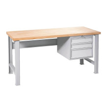 MODULBENCH GE 1500 D3 UD | Pracovní stůl se 3 závěsnými zásuvkami a nastavitelnými nohami, 1500 mm