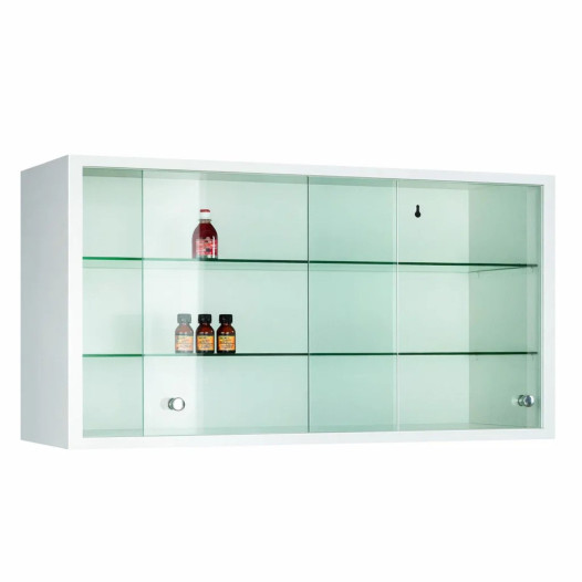 Závěsná skříň na léky s prosklenými dveřmi, WALLCAB M 500/1000/250 9010