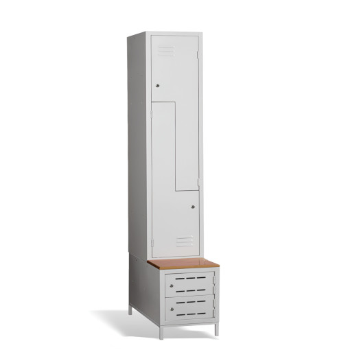 2+2dveřová šatní skříň se Z-dveřmi, vestavěnou lavicí a skříňkami na obuv, COMFORT H Z2 400