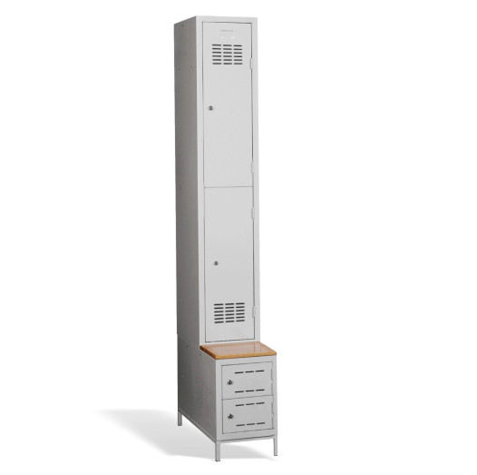 2+2dveřová šatní skříň s krátkými dveřmi, vestavěnou lavicí a skříňkami na obuv, COMFORT H 1/2