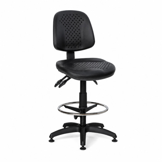 Průmyslová židle s kruhovou opěrkou a na kluzácích, COMFORT PLUS/FIX