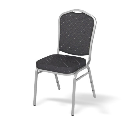 Sálová židle se stříbrným rámem a černým potahem, HALLSEAT MX SMOOTH SR/BK